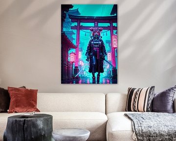 Anime Samurai Meisje Cyberpunk Stijl Japan