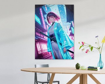 Samurai Girl Anime Japan Cyberpunk stijl
