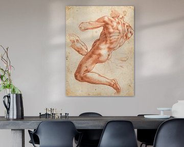 Michelangelo Buonarroti, Zittend mannelijk naakt, 1511 van Teylers Museum