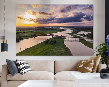 IJssellandschap tijdens zonsondergang van bovenaf gezien van Sjoerd van der Wal Fotografie