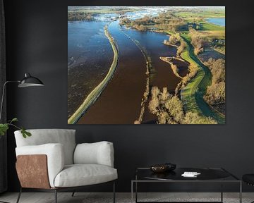 Overstroming rivier de Vecht bij Zwolle drone view van Sjoerd van der Wal Fotografie