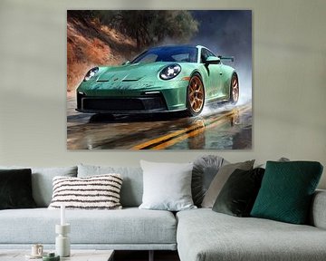 Porsche 911 GT3 RS Skizze Aquarell