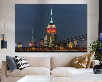 Empire State Building and Brooklyn Bridge  New York van Kurt Krause