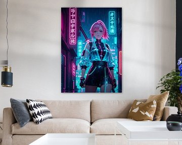 Samurai Girl Anime Japan Cyberpunk stijl