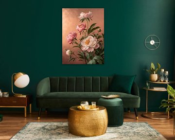 Pink and White Peonies Still Life