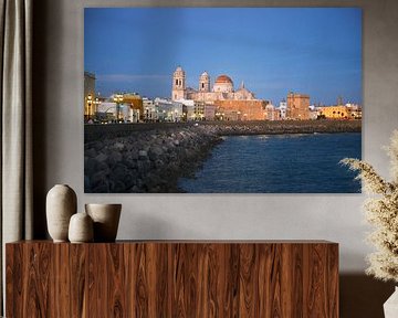 Kathedraal van Cádiz op het blauwe uur van Silva Wischeropp