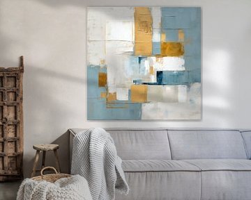 Abstract Blauw | Golden Blue Harmony