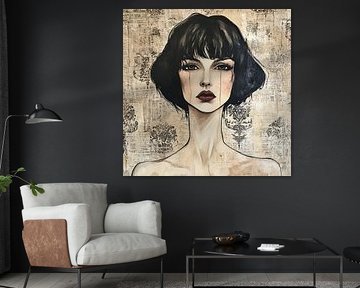 Vrouw en Traan | Donkere Vrouw Met Ogen van Kunst Kriebels