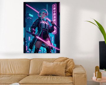 Samurai Anime Girl Cyberpunk Style Japan