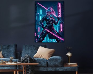 Samurai Girl Anime Cyberpunk Style