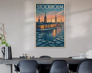 Stockholm Zweden Zonsondergang Reflecties van Travel Shop
