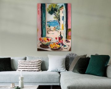 Obst und Wein am Meer – Matisse-Stil von Niklas Maximilian