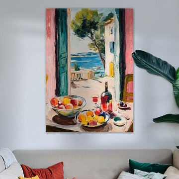 Fruit and wine by the sea - Matisse style by Niklas Maximilian