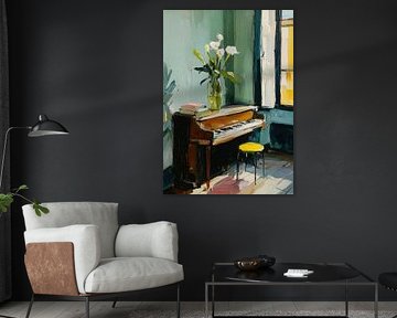 Old piano with calla lilies by Niklas Maximilian