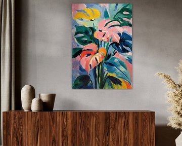 Monstera oil painting in Matisse style by Niklas Maximilian
