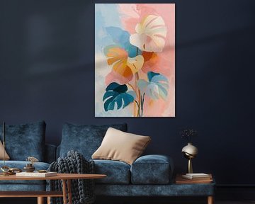Abstract monstera in pastel colours by Niklas Maximilian
