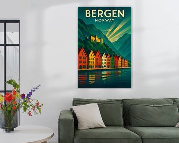 Bergen Norway Vintage Travel Poster Wall Art by Travel Shop