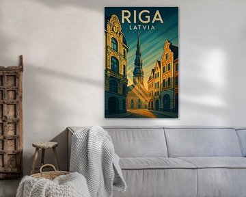 Riga Latvia Vintage Travel Poster Print by Travel Shop