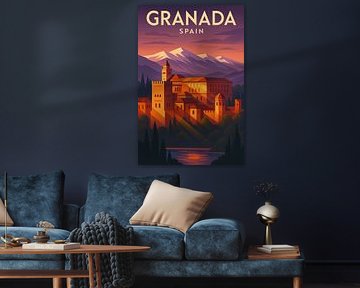 Granada Spanien Vintage Travel Poster Wandkunst von Travel Shop
