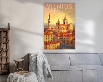 Vilnius Lithuania Vintage Travel Poster Print by Travel Shop