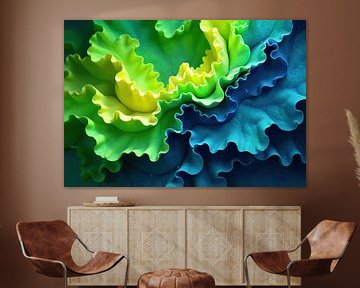 Abstract Swirling Ruffled Pattern in Green and Blue by Markus Gann