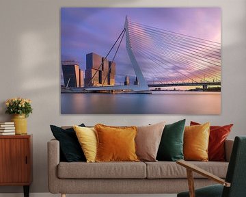 Avondrood boven de Erasmusbrug van Bas Meelker