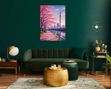 Tokyo Kersenbloesem rivier Sakura Lente seizoen Japan van Ruzerin