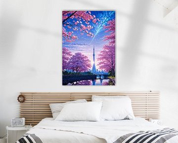 Tokyo Kersenbloesem rivier Sakura Lente seizoen Japan van Ruzerin