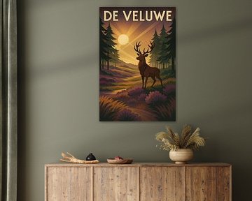 De Veluwe Nature Retro Travel Poster