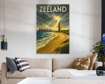 Zeeland Poster - Vintage Nederlandse Kustlijn Muurkunst van Travel Shop
