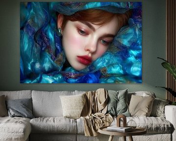 spiritueel portret vrouw in blauw van Egon Zitter