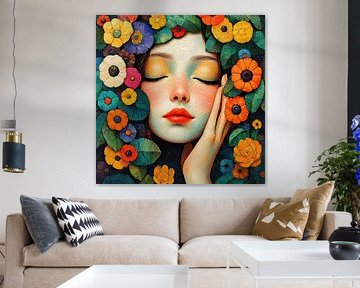 Bloemenportret | Bloemen Vrouw van Blikvanger Schilderijen