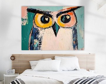 Owl | Big-eyed owl by ARTEO Paintings