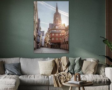 Bendergasse in the historic city centre with imperial cathedral, Frankfurt