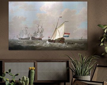 Peinture VOC avec drapeau néerlandais (HQ) - Peintures de Jacob van Strij