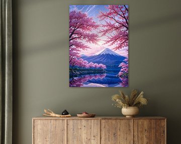 Mount Fuji kersenbloesem Sakura lente Japan van Ruzerin
