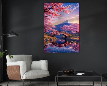 Mount Fuji kersenbloesem Sakura lente Japan van Ruzerin