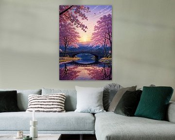 Kersenbloesem Sakura rivier lente Japan van Ruzerin