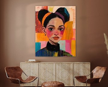 Portret met oranje accent en blik van Digatelier
