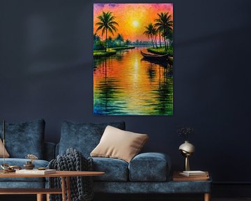 Kerala Backwater Sonnenuntergang von MIROKKU