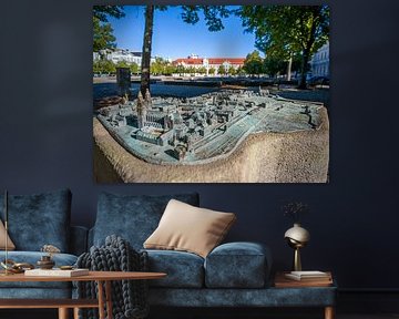 Magdeburg - Oude stadsmaquette op het plein van de kathedraal van t.ART