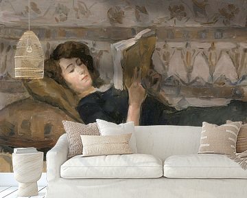 Schilderij Meisje lezend op een divan - Isaac Israels