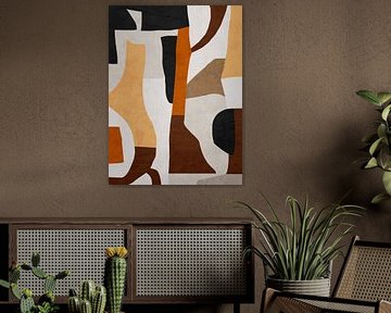 Organic geometric abstract art in earth tones by Online Arts