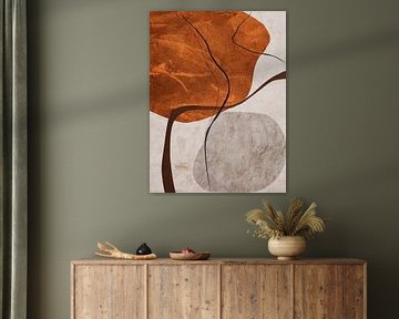 Organic geometric abstract art in earth tones by Online Arts