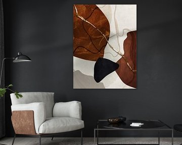 Organic geometric abstract art in earth tones by Online Arts