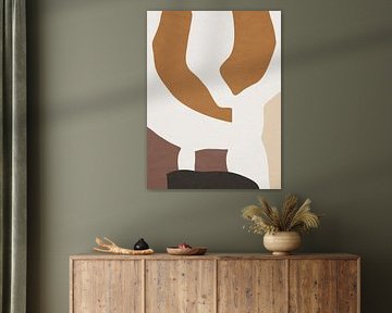Organic geometric abstract art in earth tones by Online Arts