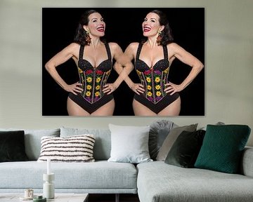 women with floral swimming costume