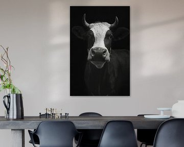 Koe Portret in Zwart-Wit van Simone Photography