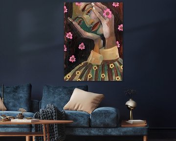 Het bloemen meisje - flower power van Studio Gjil