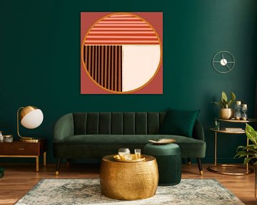 Cirkel in een vierkant - abstracte geometrie in warme aardse kleuren van nachtfarbenart